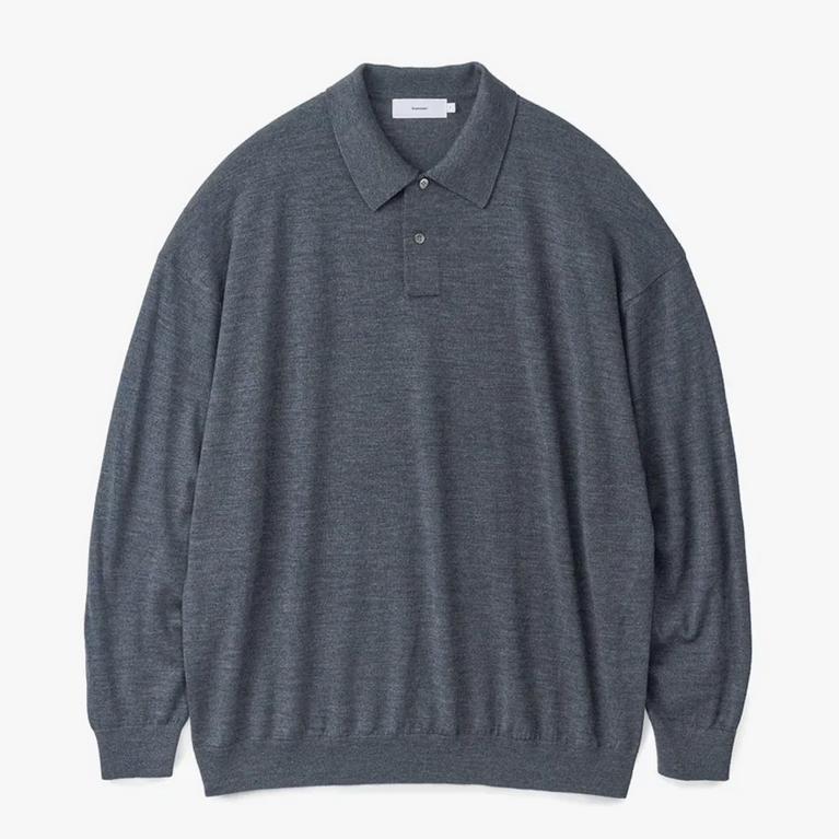 y24AWzGraphpaper (Oty[p[)/ High Gauge Knit Oversized L/S Polo -GRAY,BLACK- #GM243-80315B(1)