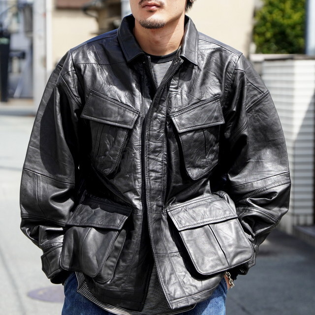 yoused([Yh) / LEATHER JUNGLE FATIGUE JACKET  -BLACK- #24AW07(1)