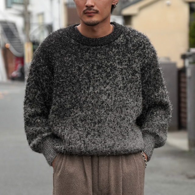 [24AW]ssstein(V^C) / GLITTER FUR KNIT GRADATION CREW NECK LS -GRADATION- #ST1014(1)