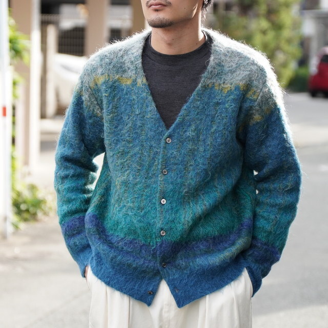  [25SS] YOKE([N)/ TREE JACQUARD MOHAIR BUTTONED CARDIGAN -GREEN- #YK25SS0958S(1)