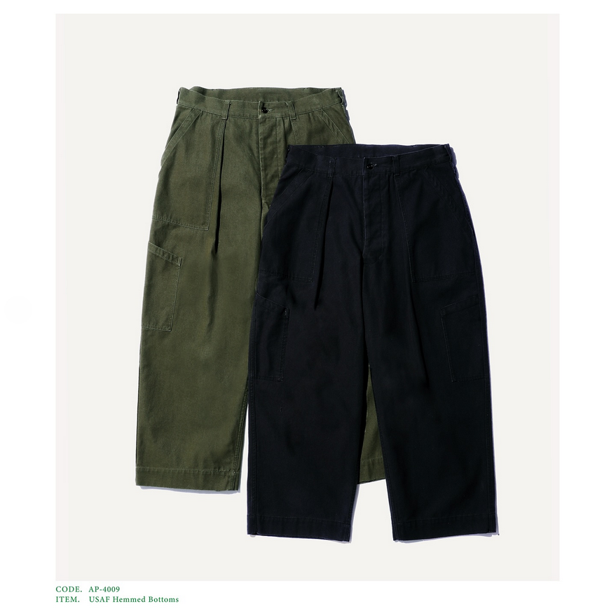 25AW】 A.PRESSE(ア プレッセ)/ USAF Hemmed Bottoms -BLACK