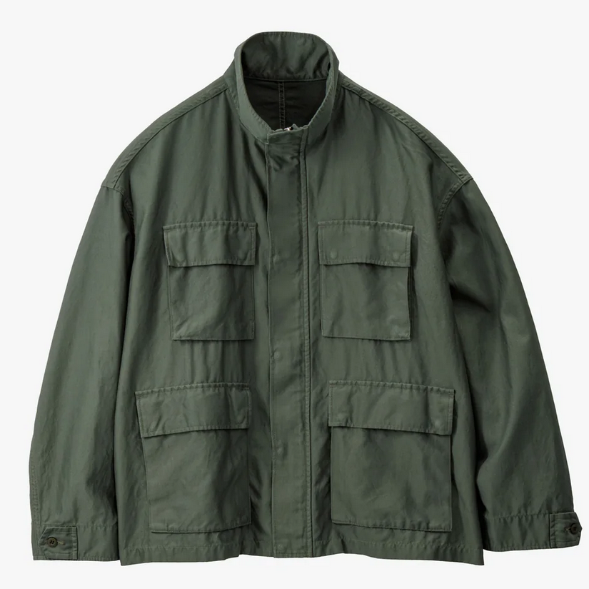 y25AWzGraphpaper (Oty[p[)/ Cotton Cupro Back Satin Military Jacket -GREEN,BLACK- #GM253-30344(1)