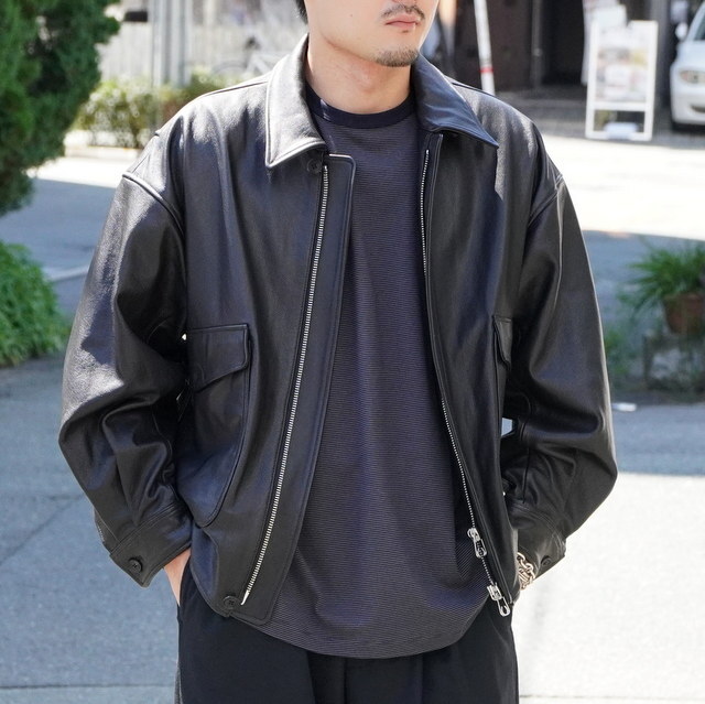  [25AW] YOKE([N)/ LEATHER FLIGHT JACKET -BLACK- #YK25FW01017B(1)