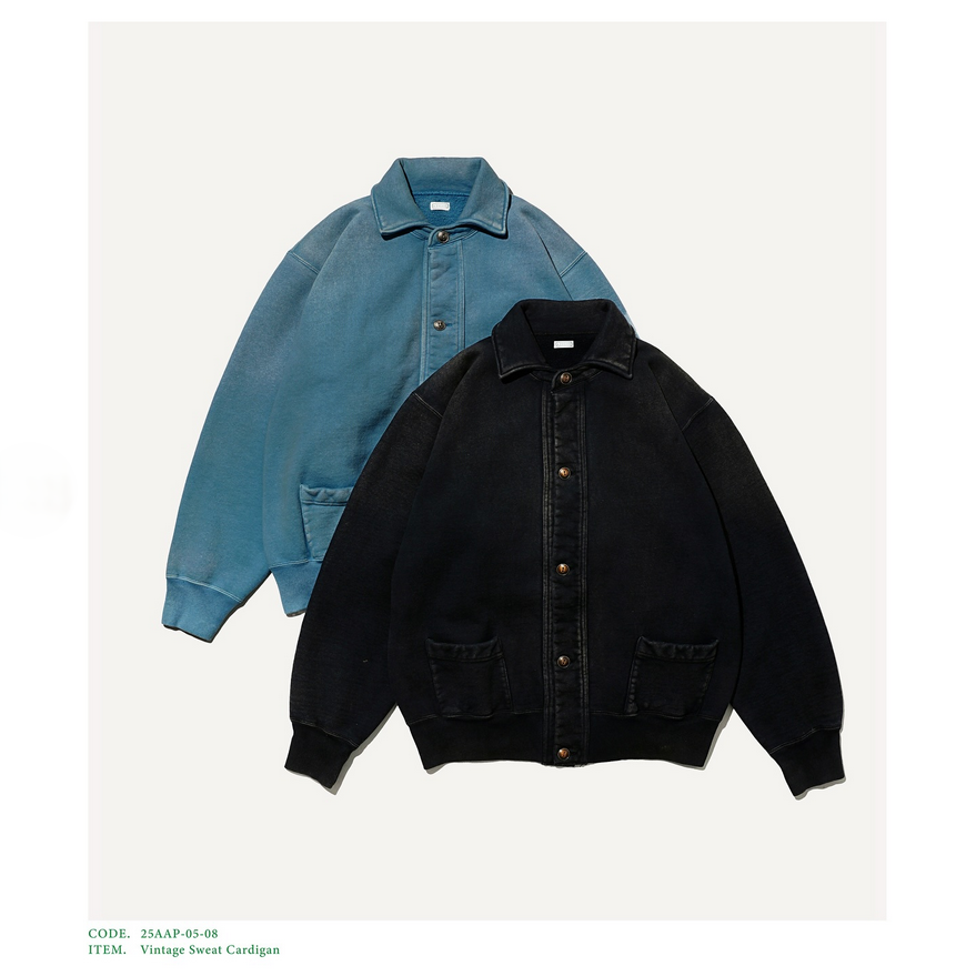 y25AWz A.PRESSE(A vbZ)/ Vintage Sweat Cardigan -BLACK- #25AAP-05-08(1)