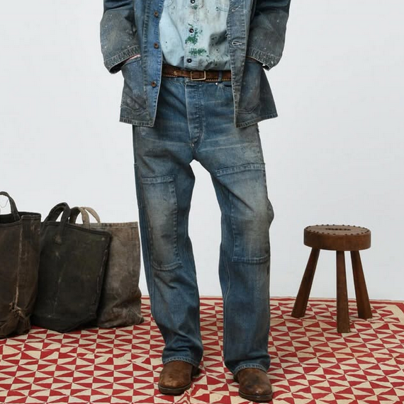 BOWWOW(oEE)/MINER'S REPAIRED DENIM WORK PANTS -AGED INDIGO- #BW252-MRDWP(1)