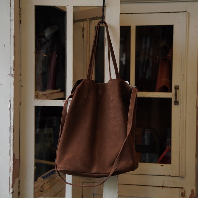 y25AWzMorphee(tF) / 3WAY MIDIUM TOTE (OIL SUEDE) -COFFEE BROWN- #ML-OCB(1)