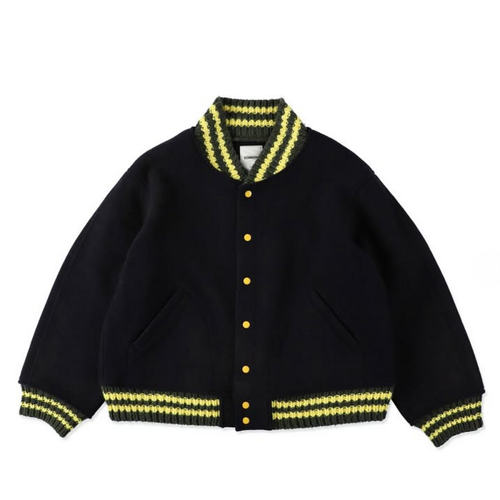 BOWWOW(oEE) / ST. MACLAREN UNIV. VARSITY JACKET AGED -NVY~YEL- #BW252-MUVJ(1)