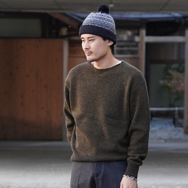 �y25AW�zMAATEE&SONS(�}�[�e�B�[�A���h�T���Y)/ ����݋N��SWEATER -CHACOAL,MIX KHAKI- #MT5303-0123(1)