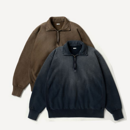 �y26SS�z A.PRESSE(�A �v���b�Z)/ Vintage Half Zip Sweat Shirt -BLUE,BROWN- #26SAP-05-12(1)