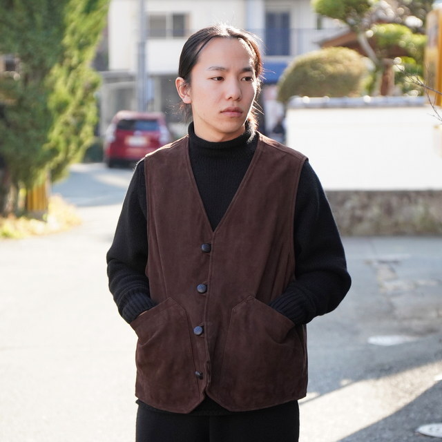 �y26SS�zCCU(�V�[�V�[���[)/ CHIMAYO VEST -BLACK- #V-11-C-SUEDE-5(1)