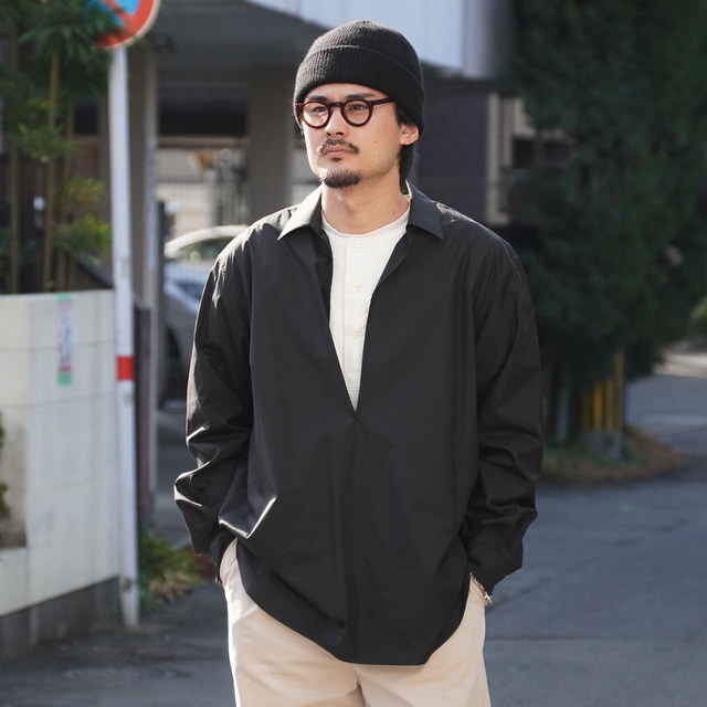 [26SS] ssstein(�V���^�C��) / SUVIN COTTON OVERSIZED SKIPPER SHIRT -BLACK- #ST1496(1)