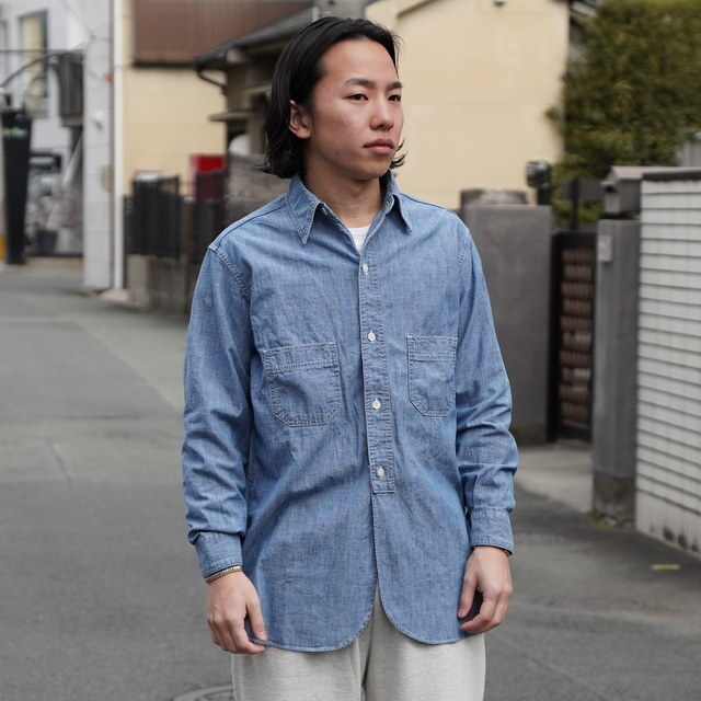 �y26SS�zBOWWOW(�o�E���E) / HERITAGE CHAMBRAY SHIRT AGED -INDIGO- #BW261-HCS(1)