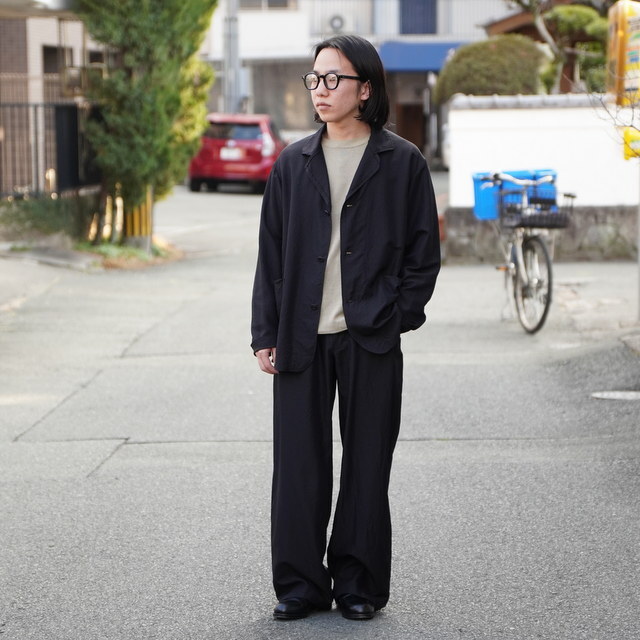 ULTERIOR(�A���e���A) / WASHED WOOL SILK TWILL JKT,WASHED WOOL SILK TWILL DRAWSTRING PANTS�ySET UP�z-BLACK- #UJK29-LA231-A(1)