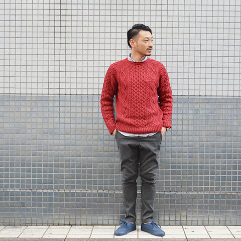SATURDAYS SURF NYC(T^f[YT[t NYC) Keith Cable Knit -Brick- (2)