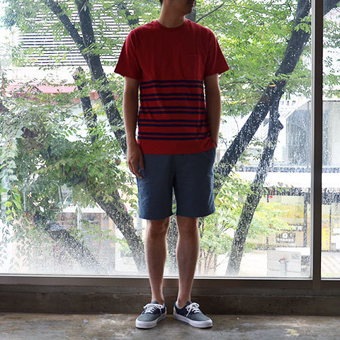 【30% off sale】SATURDAYS SURF NYC(サタデーズサーフ NYC) Randall City Stripe CUT AND SEW -RED- (2)