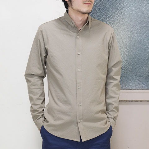 【50% OFF SALE】THE ESSENCE(エッセンス) COTTON SHIRT WITH DOUBLE COLLAR -(82)BEIGE- (2)