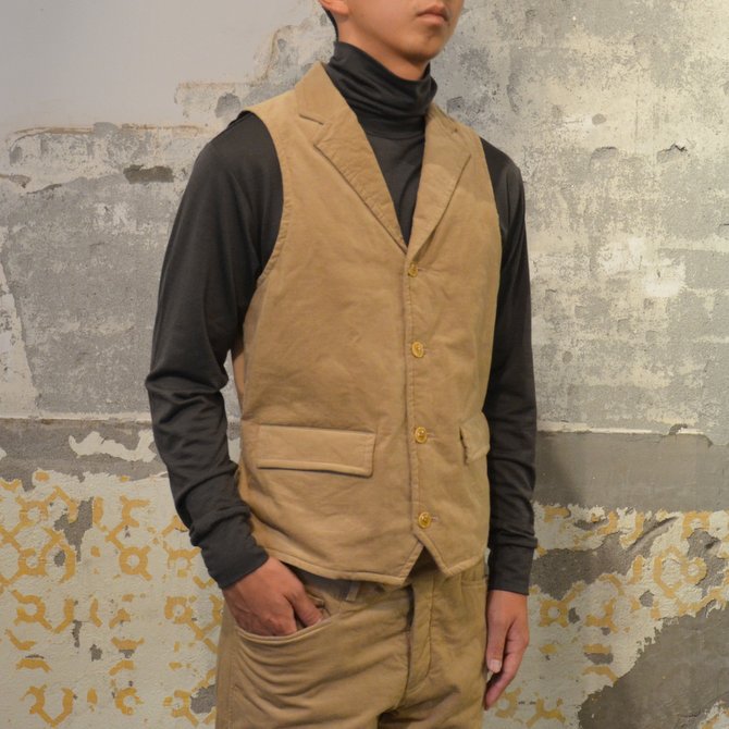 y40% OFF SALEz ts(s) (eB[GXGX) Thin Wale Stretch Corduroy Cloth Padded Suit Vest -(59)Khaki- #ST37IV01(2)
