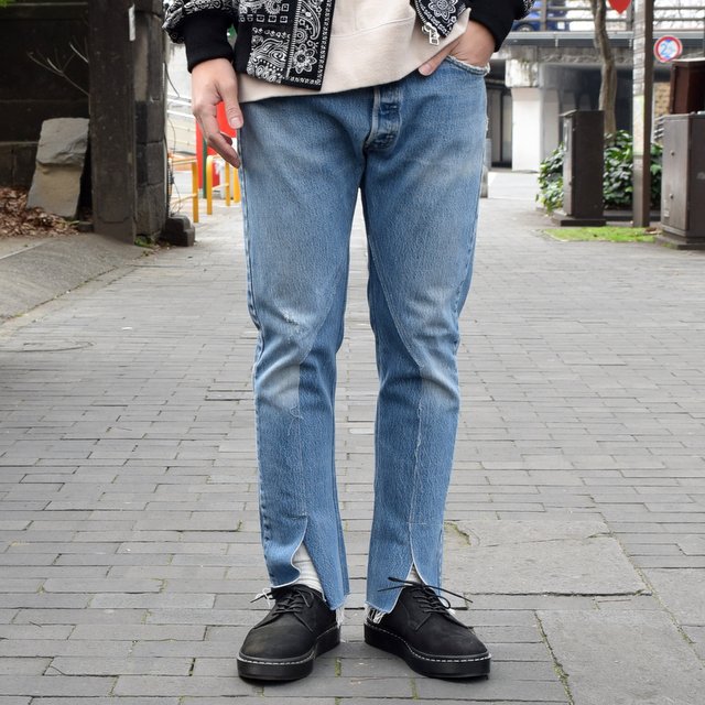 OLD PARK /SLIT JEANS -BLUE- #OP-225／acoustics Men's