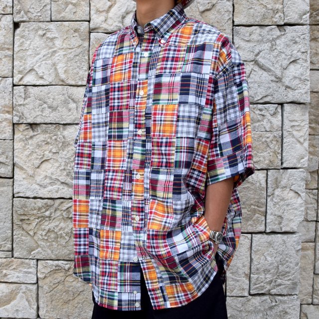 is-ness(CYlX)/ PATCHWORK CHECK SHORT SLEEVES SHIRT -RED CHECK-(2)