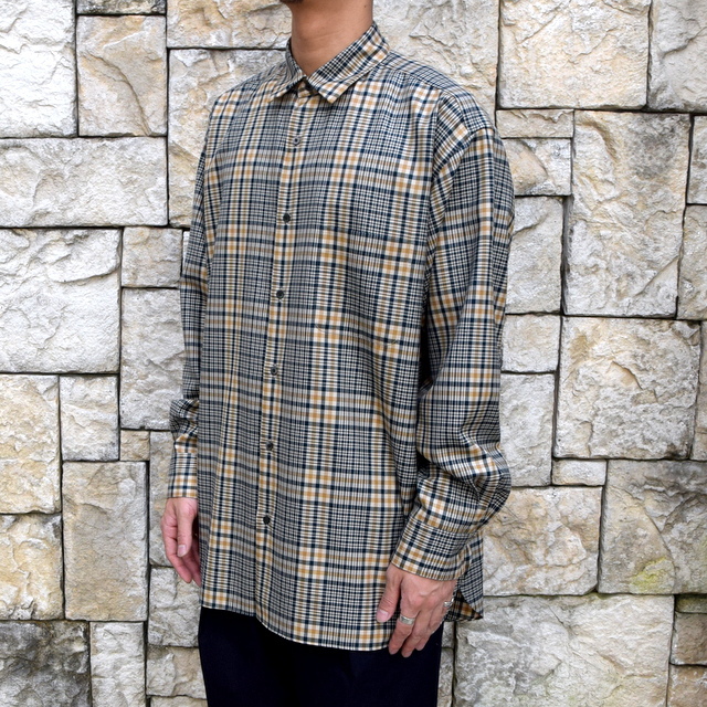y30% off salezy2019 AW z MARKAWARE(}[JEFA)/Organic Wool Check Serge Comfort Fit Shirts -BEIGE- (2)