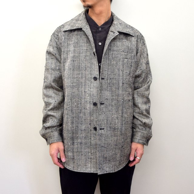 山内 (やまうち)/ Dead Stock Silk Wool Shirt Jacket -HERRINBONE