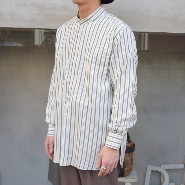 MAATEE&SONS SILK STRIPE PULL OVER SHIRTS