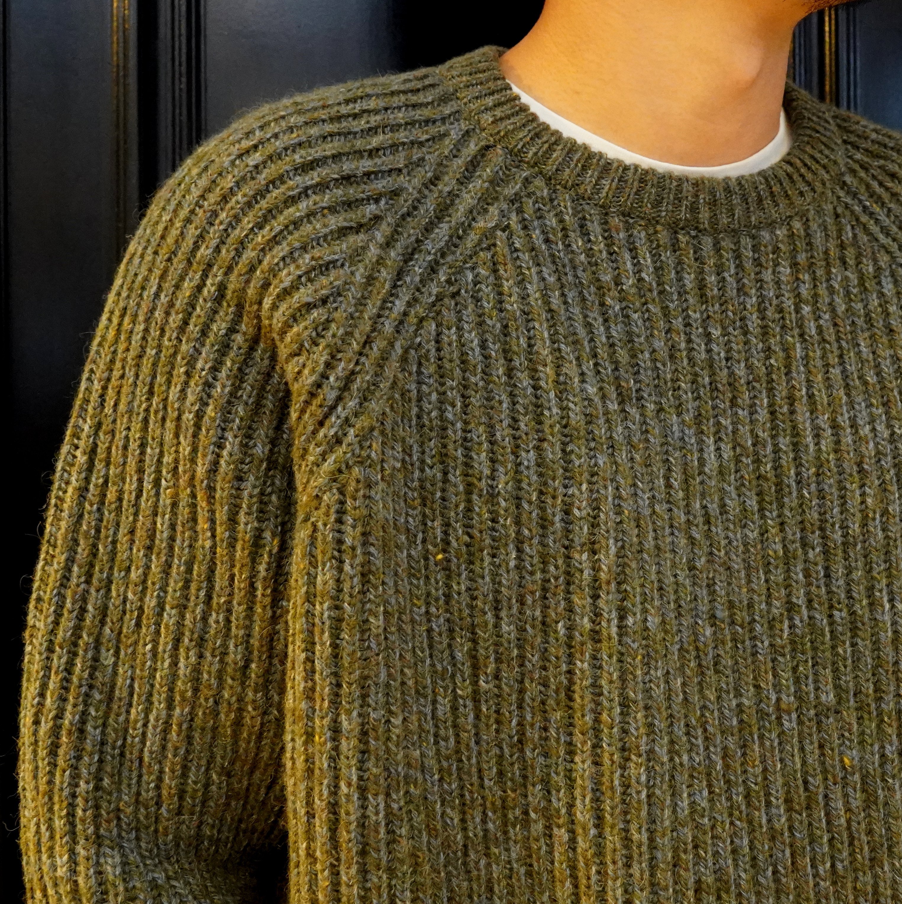【40% off sale】 Cristaseya(クリスタセヤ)/Ribbed raglan sweater -Blue/Green- #18KA-CA-BGR(2)