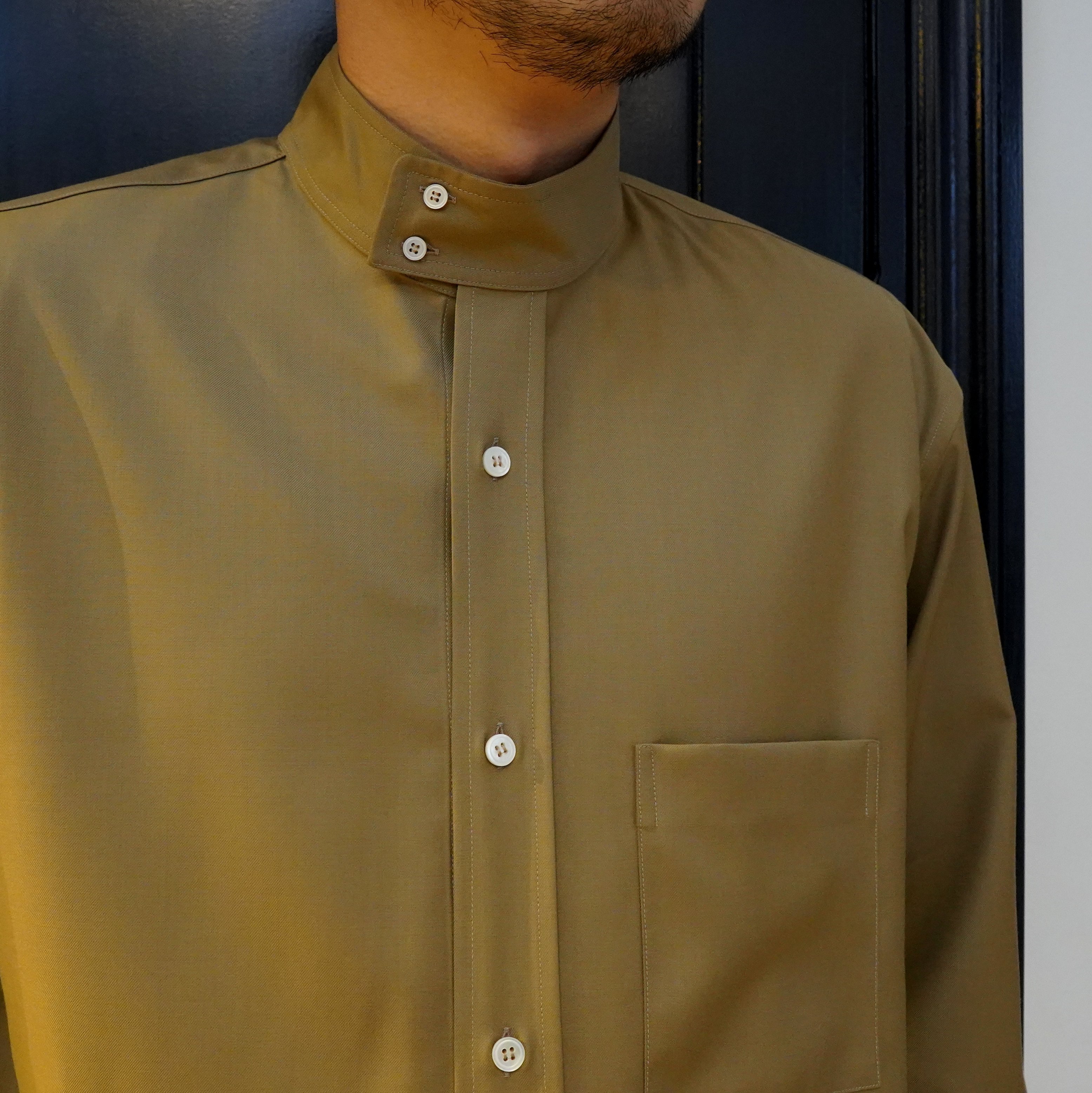 【40% off sale】 Cristaseya(クリスタセヤ)/Oversized high collar mao shirt -Taupe- #06NC-CW-TA(2)