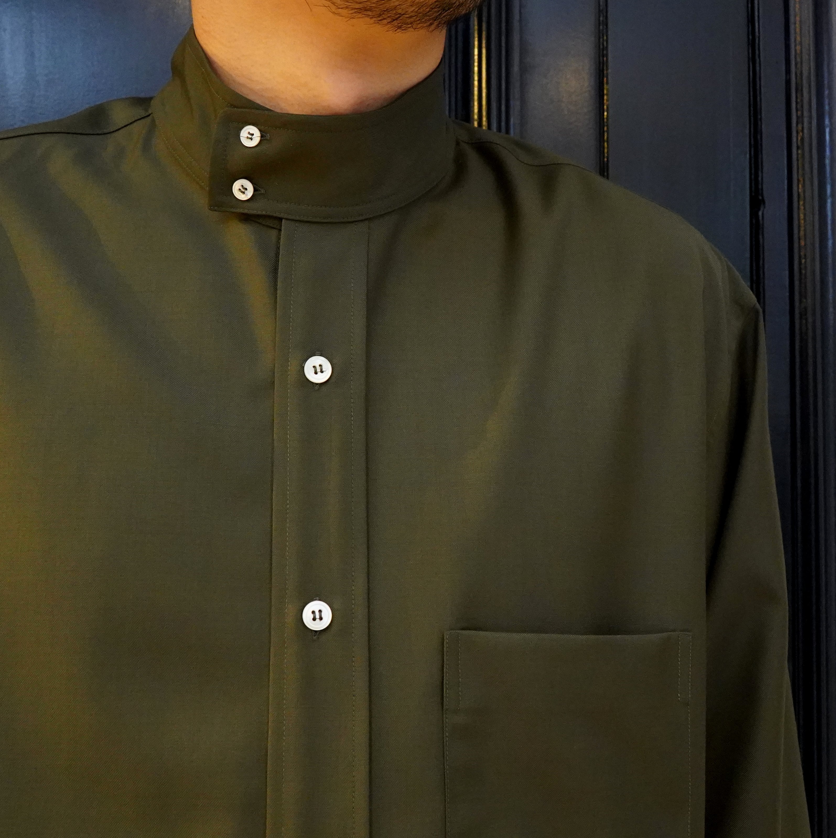 【40% off sale】 Cristaseya(クリスタセヤ)/Oversized high collar mao shirt -Khaki- #06NC-CW-KH(2)