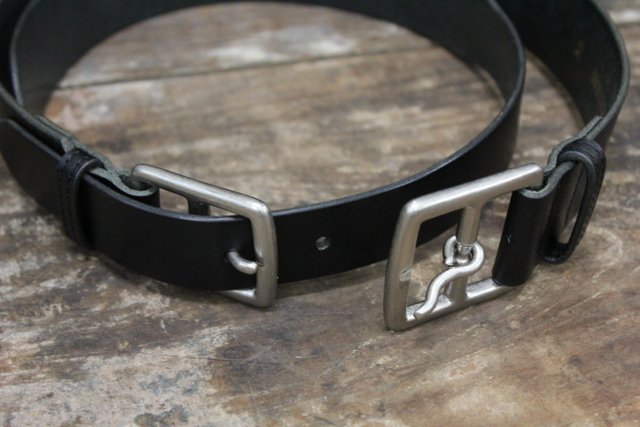 NICENESS(iCXlX)/ ''DIZZY'' COW LEATHER BELT -BLACK- #NN-LBLA03(2)