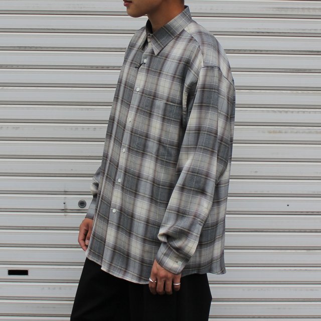 auralee super light wool check shirt