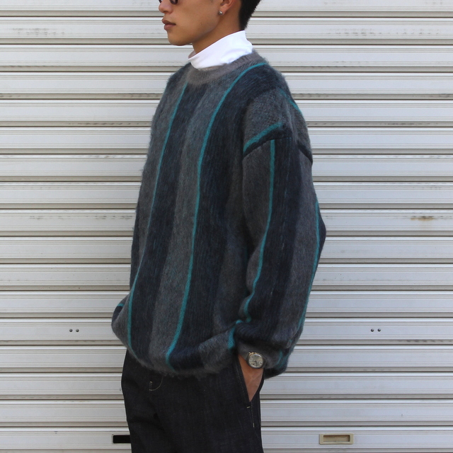 stein(シュタイン)/ MOHAIR STRIPE KNIT LS -GRAY×NAVY- #ST455