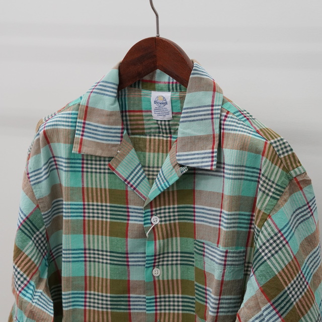 D.C.WHITE (ディーシーホワイト) / マドラスチェックオープンカラーシャツ -GREEN- #D231665(2)