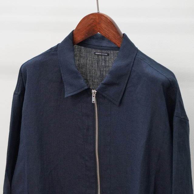 REDDISH BROWN(レディッシュブラウン)/ LINEN ZIP UP SHIRT JACKET -NAVY-  #JK011／acoustics Men's