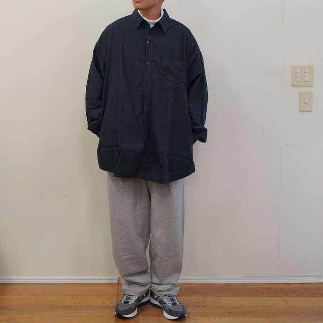 【23AW】Graphpaper (グラフペーパー)/ GARMENT DYED SUVIN TYPEWRITER OVERSIZED SHIRT -NAVY- #GM233-50072(2)