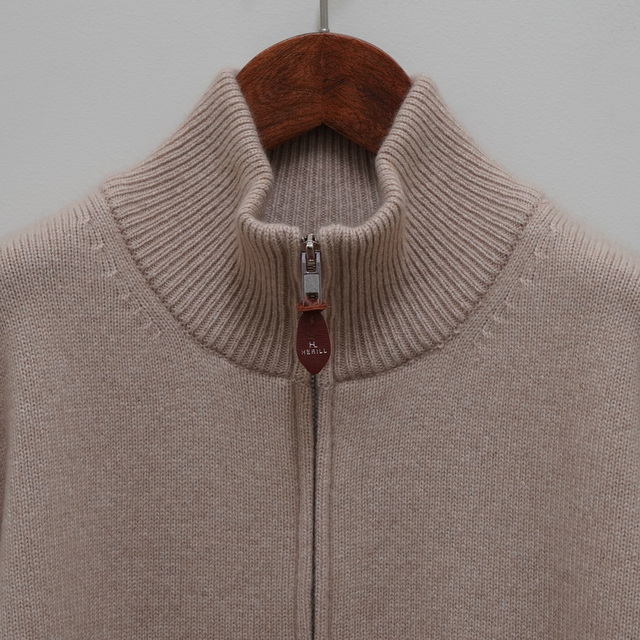 【23AW】HERILL(ヘリル)/Goldencash Zipup Sweater -Natural&Black- #23-080-HL-8070-3(2)