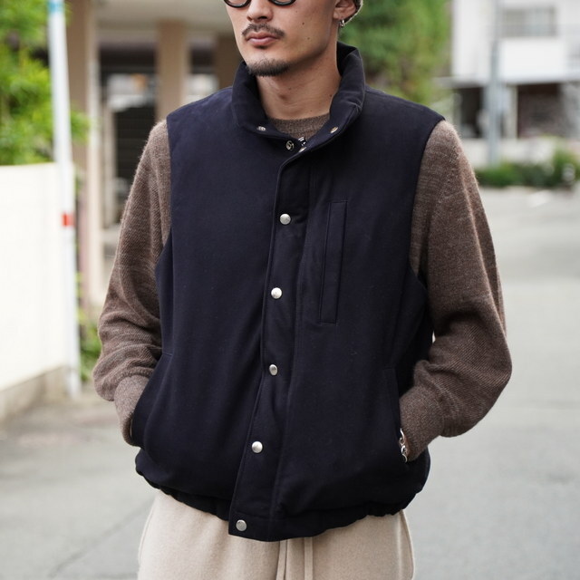 (24aw) A.PRESSE(A vbZ)/ Suede Down Vest -NAVY- #24AAP-01-07H(2)