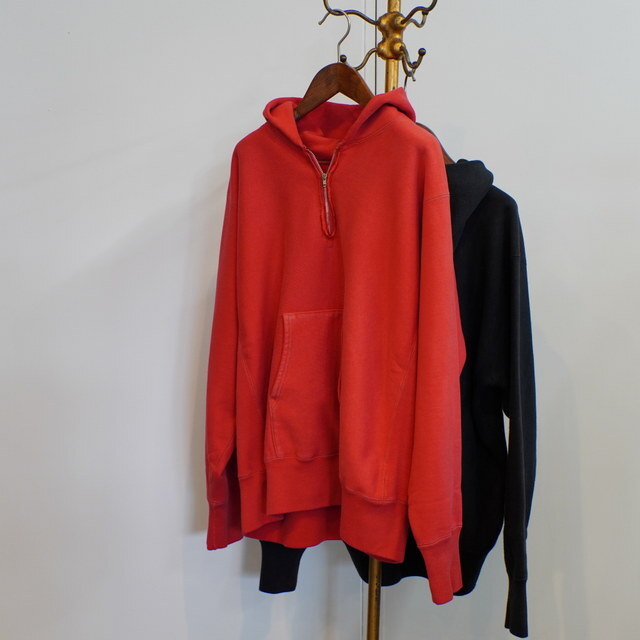 (24aw) A.PRESSE(A vbZ)/ Vintage Half Zip Sweat Hoodie -BLACK,RED- #24AAP-05-07K(2)