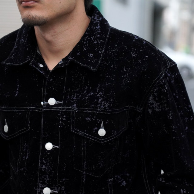 YOKE([N)/ FLOCKY PRINTED DENIM TRUCKER JACKET -BLACK- #YK24FW0753B(2)