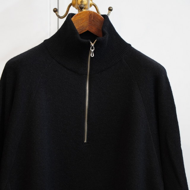 y24AWzBATONER(ogi\) / BACKLOOP CAMEL HALF ZIP -BLACK- #BN-24FM-051(2)