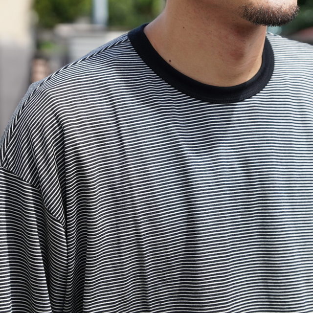 [24AW]Graphpaper (Oty[p[)/ Wool Border L/S Tee -BLK~WHT- #GU243-70113B(2)