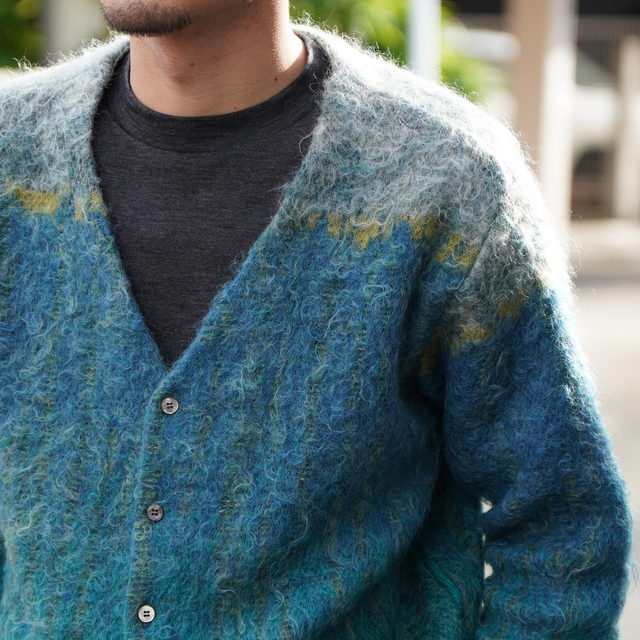  [25SS] YOKE([N)/ TREE JACQUARD MOHAIR BUTTONED CARDIGAN -GREEN- #YK25SS0958S(2)