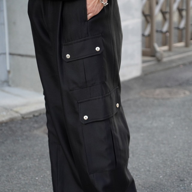 [25SS]ssstein(V^C)/ W/R/SI DOUBLE WEAVE CARGO POCKET TROUSERS -BLACK- #ST1101(2)