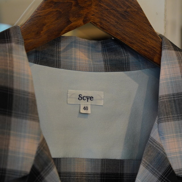 SCYE(TC)/ Wool Rayon Ombre Check Camp Collar Shirt -G.MINT- #1125-33051(2)