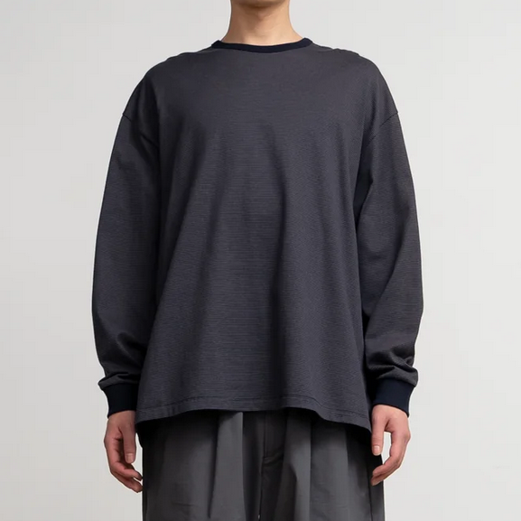 y25AWzGraphpaper (Oty[p[)/ Narrow Border L/S Tee -NAVY~GRY- #GU253-70121B(2)