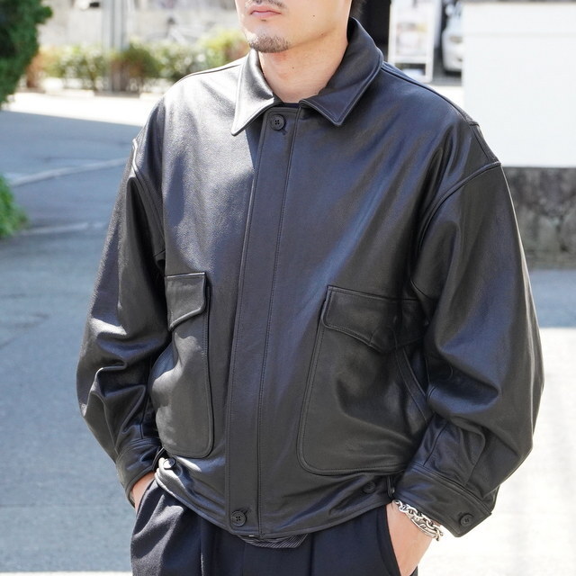  [25AW] YOKE([N)/ LEATHER FLIGHT JACKET -BLACK- #YK25FW01017B(2)
