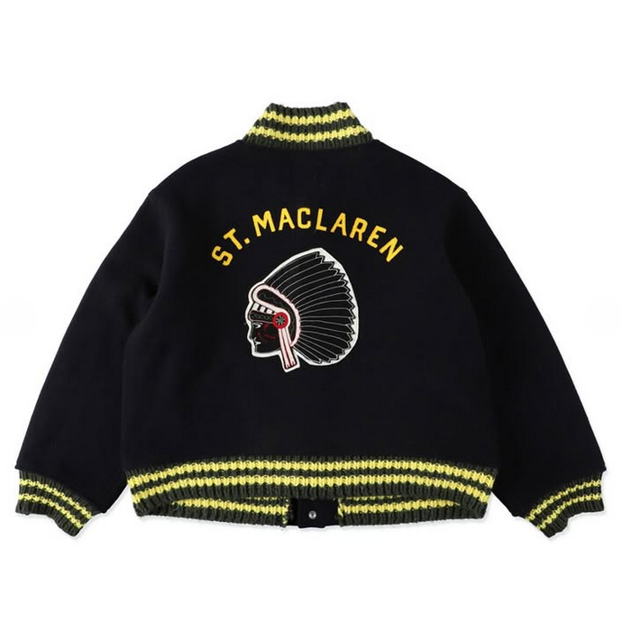 BOWWOW(oEE) / ST. MACLAREN UNIV. VARSITY JACKET AGED -NVY~YEL- #BW252-MUVJ(2)
