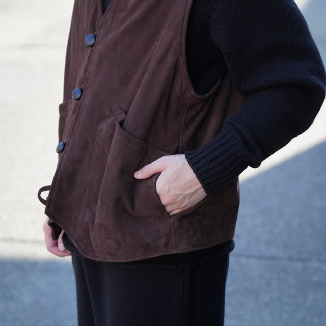 �y26SS�zCCU(�V�[�V�[���[)/ CHIMAYO VEST -BLACK- #V-11-C-SUEDE-5(2)