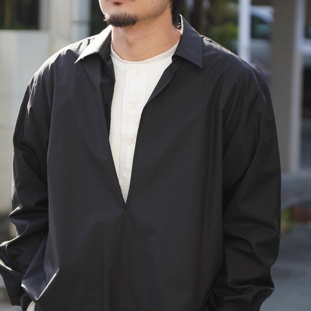 [26SS] ssstein(�V���^�C��) / SUVIN COTTON OVERSIZED SKIPPER SHIRT -BLACK- #ST1496(2)
