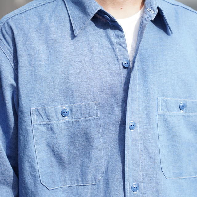 �y26SS�zHERILL(�w����)/ CHAMBRAY WORKSHIRT -INDIGO- #26-030-HL-801010(2)